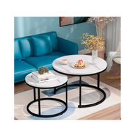 Mesa De Centro Auxiliar Doble Melamina 70x50cm 34x40cm Blanco con Negro