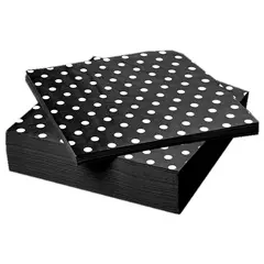 GENERICO - SERVILLETA POLKA NEGRO 33X33 X20 UNI