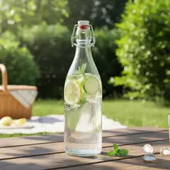 BORMIOLI - Botella De Vidrio Con Tapa Hermetica Swing 1 Litro