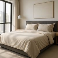 Sábanas Algodón 800 Hilos Cama 2 Plazas Beige