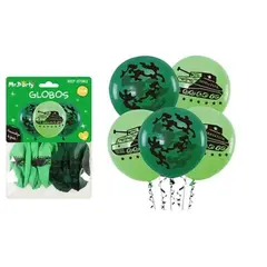 GENERICO - Globos de látex verde tanque 30cm 5pcs