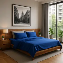 ARMONIA - Sábanas 800 Hilos Azul Rey Liso Suave 2 Plazas