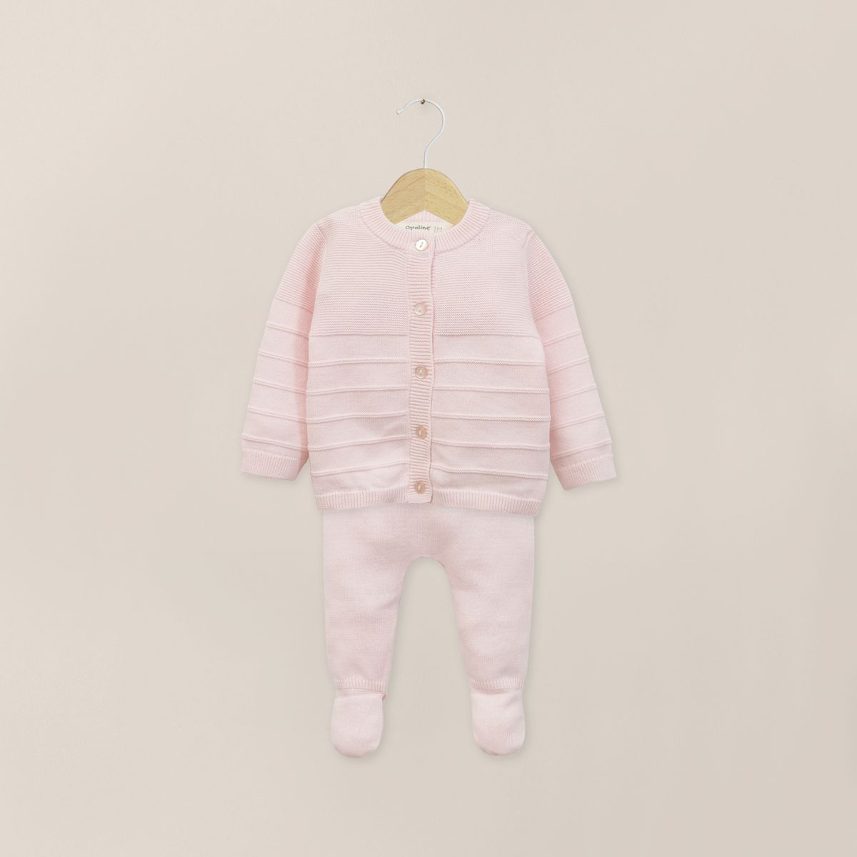 OPALINE - Conjunto Tejido Bebe Niña Rosado