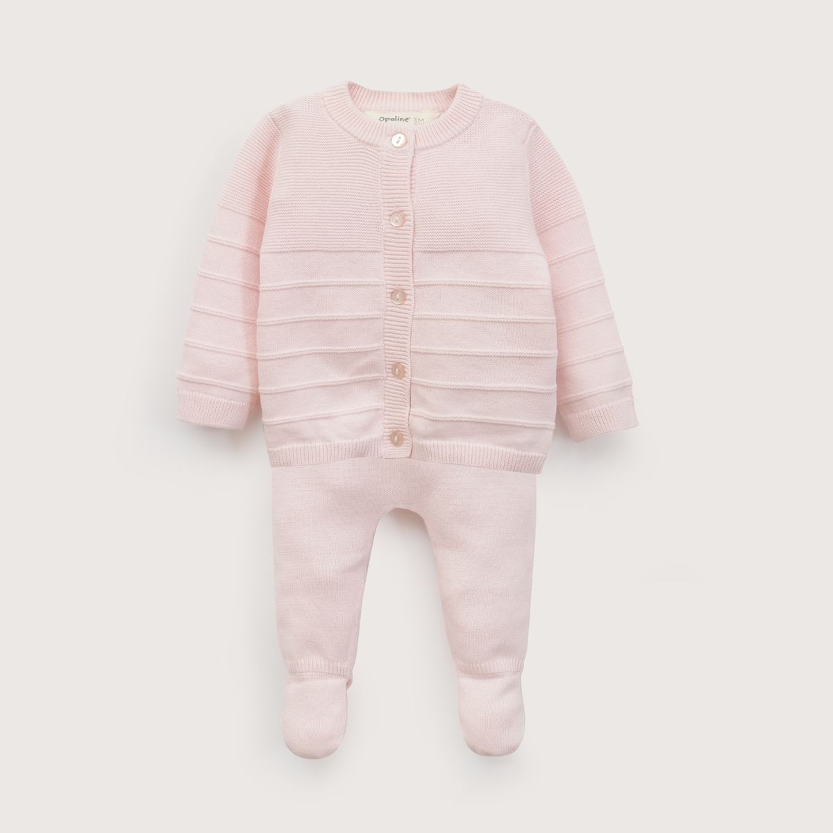 OPALINE - Conjunto Tejido Bebe Niña Rosado