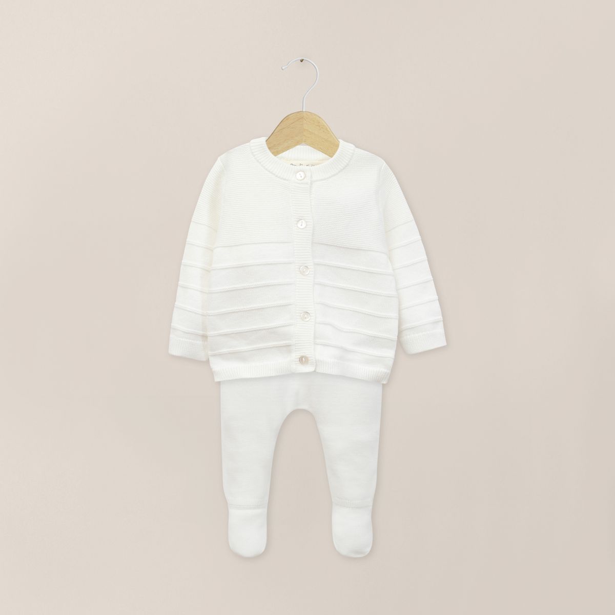 OPALINE - Conjunto Tejido Bebe Unisex Blanco