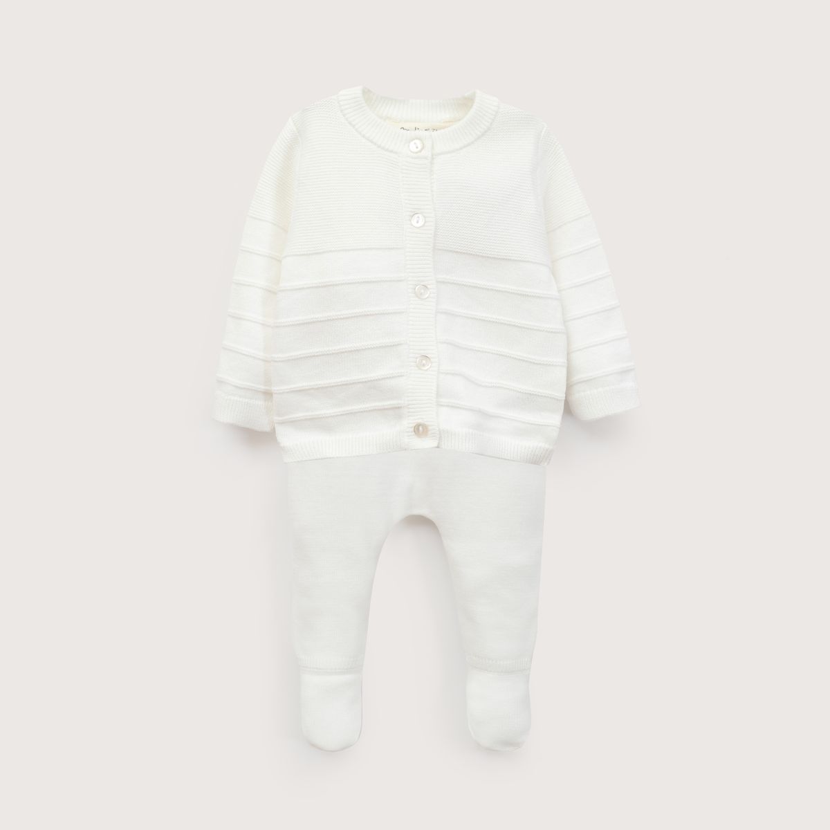 OPALINE - Conjunto Tejido Bebe Unisex Blanco