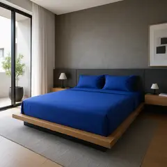 ARMONIA - Set de Sábanas Azul Rey 800 Hilos Liso 2 Plazas
