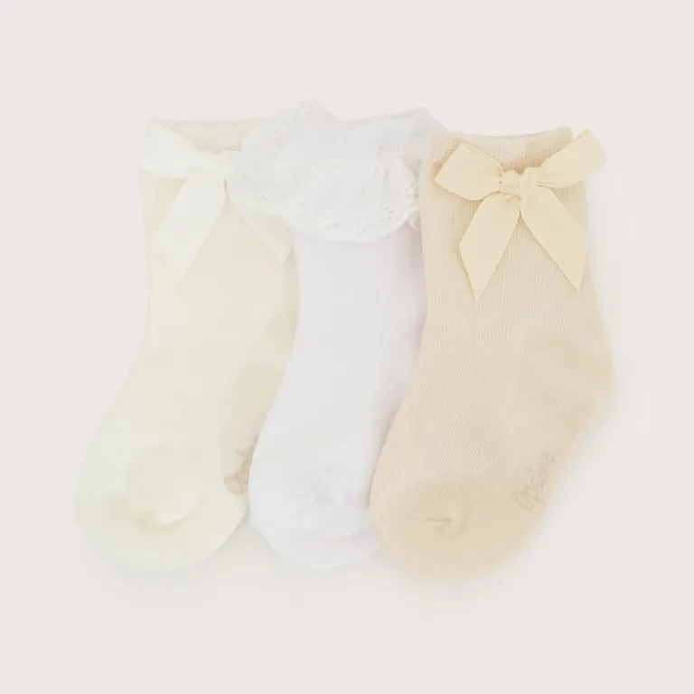 Pack De 3 Calcetines Con Cinta De Nina Beige 3-4 ANOS