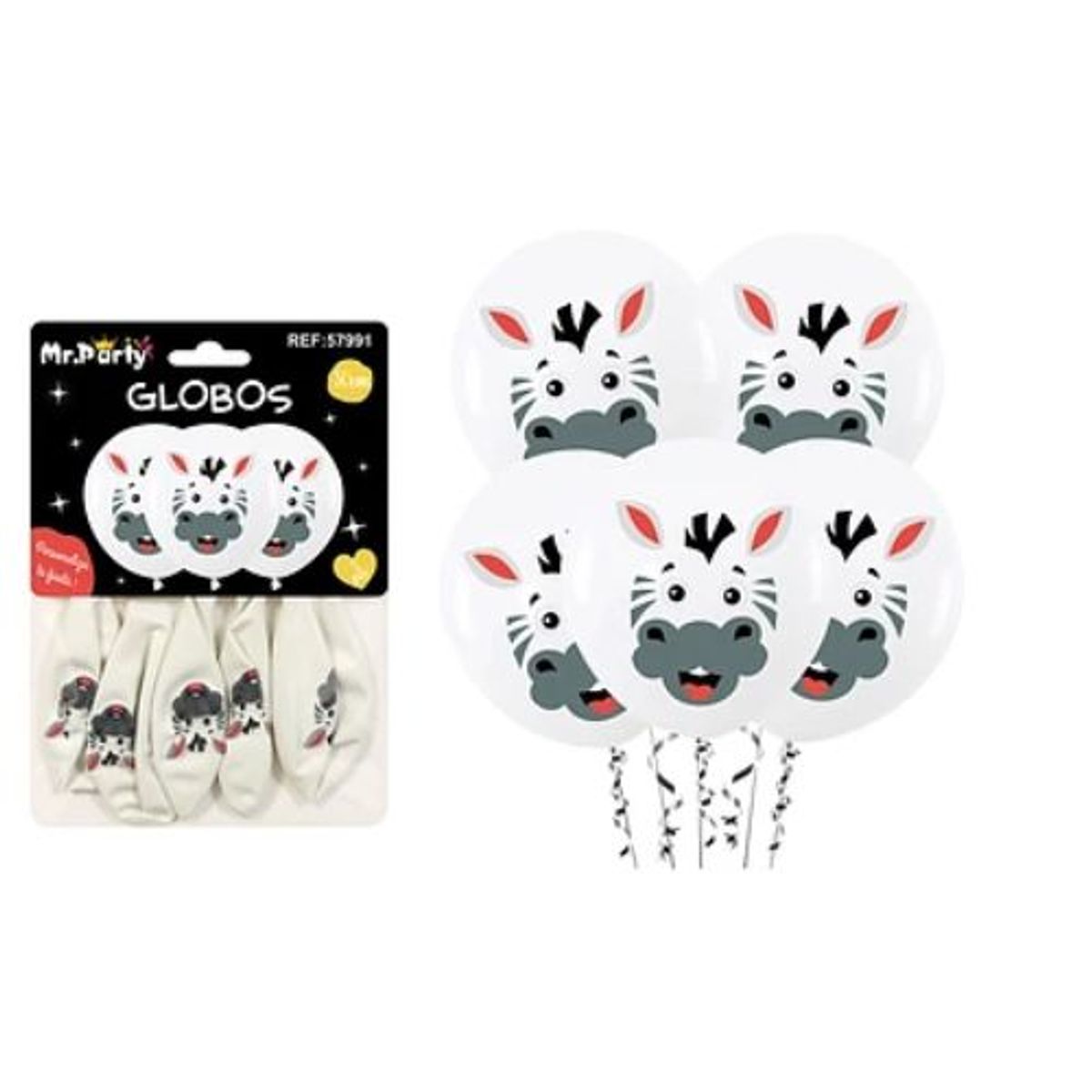 GENERICO - Globos de látex zebra 30cm 5pcs