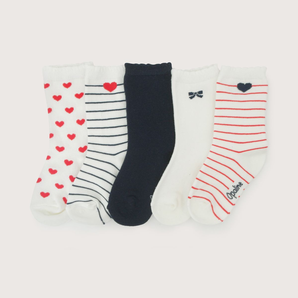 OPALINE - Pack De 5 Calcetines Con Rayas De Niña