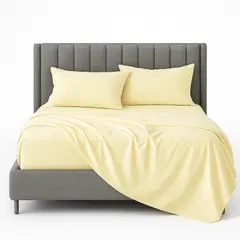 ARMONIA - Sábanas 2 Plazas Amarillo Liso Suave 800 Hilos