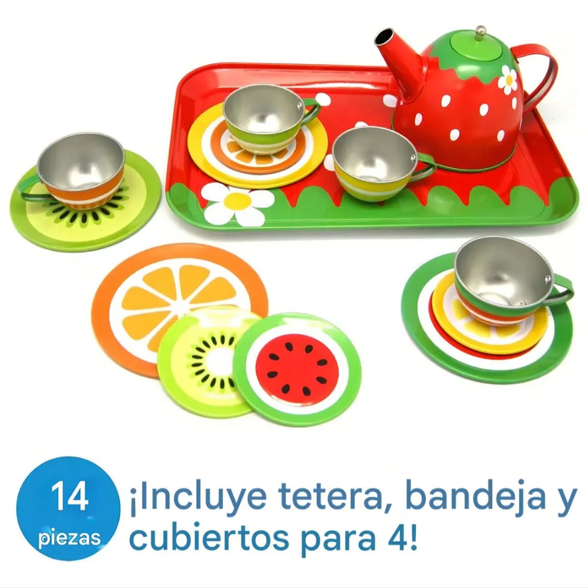 OKAY - Set Juego 14pcs Tazas Y Tetera Fiesta De Té Cocina Niña