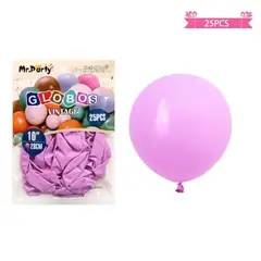 GENERICO - Globos vintage retro de látex lila 28cm 25pcs