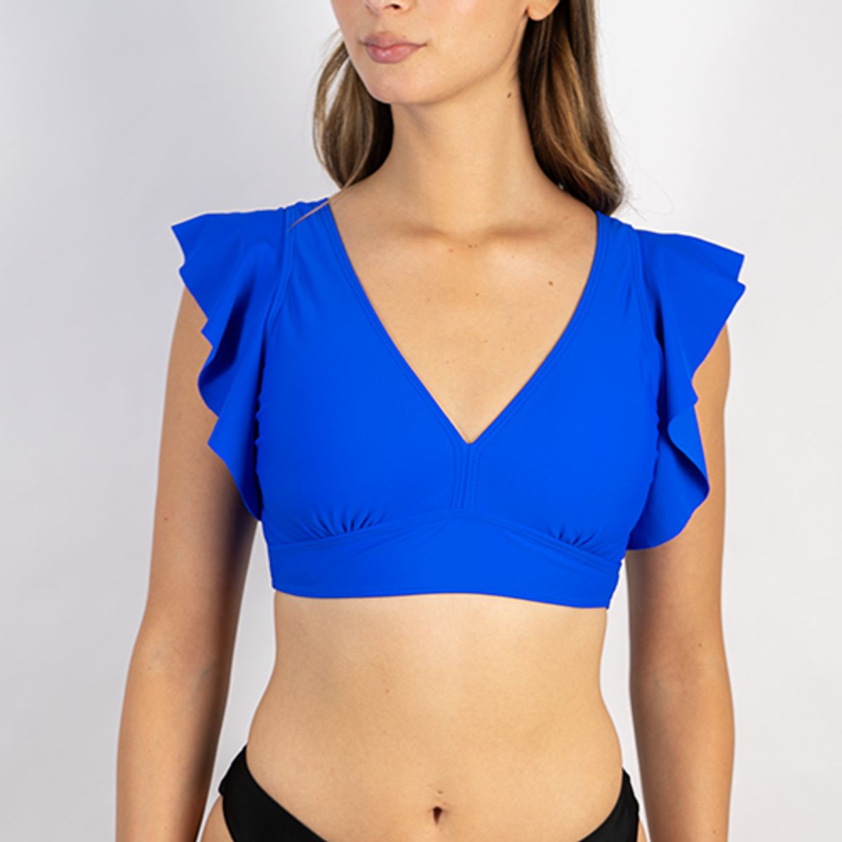 HIPSY SWIMWEAR - Top traje de baño Vuelos hombros escote colores