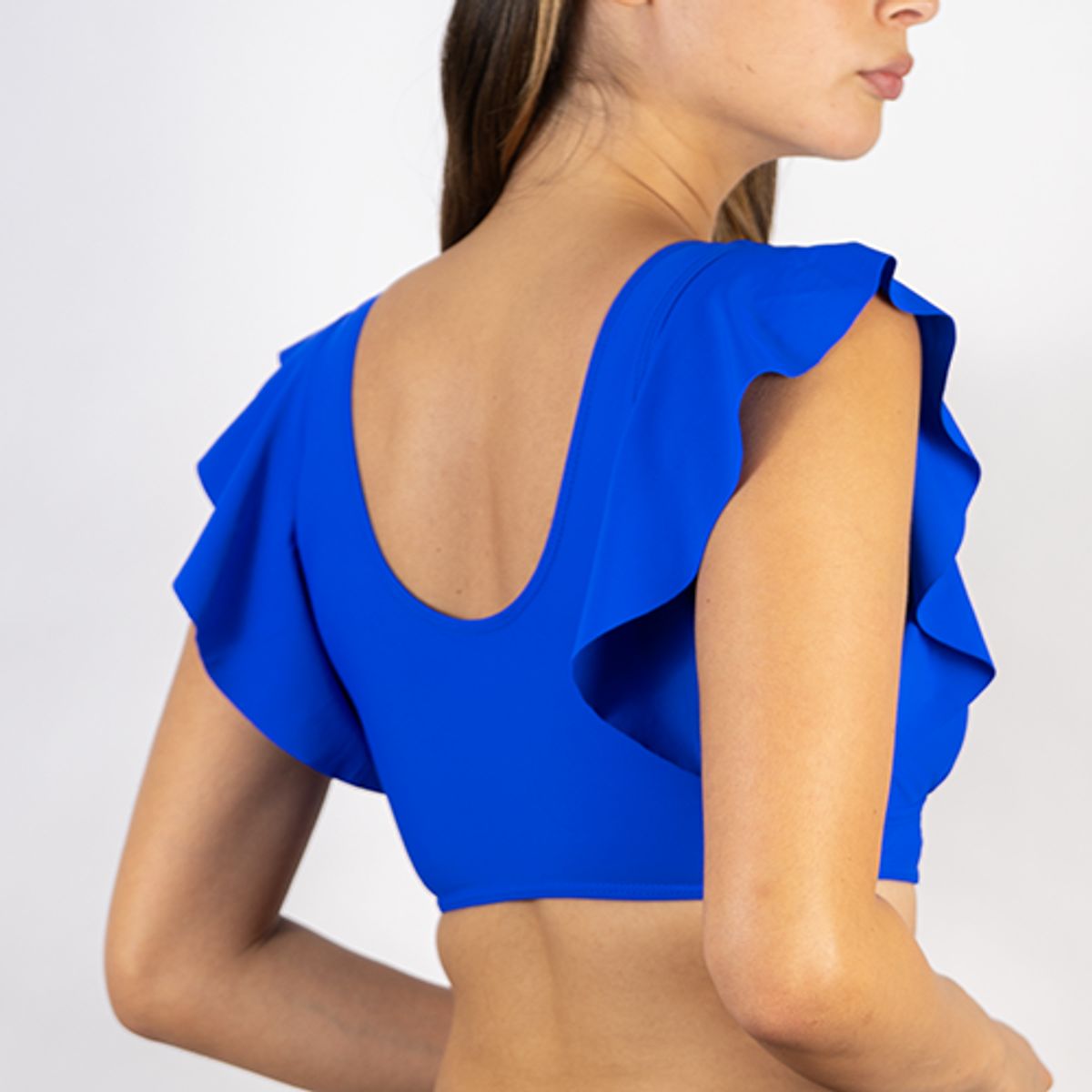 HIPSY SWIMWEAR - Top traje de baño Vuelos hombros escote colores