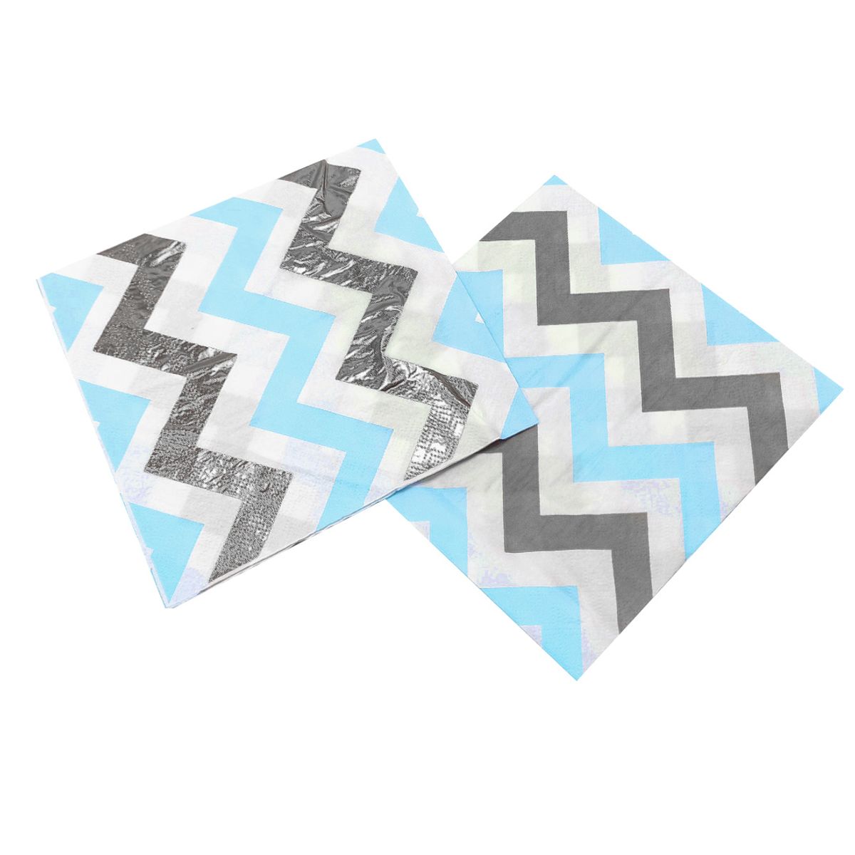 GENERICO - SERVILLETAS CHEVRON METALIC PLATEADO 33X33 CELESTE X12 UNI