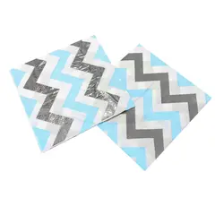 GENERICO - SERVILLETAS CHEVRON METALIC PLATEADO 33X33 CELESTE X12 UNI