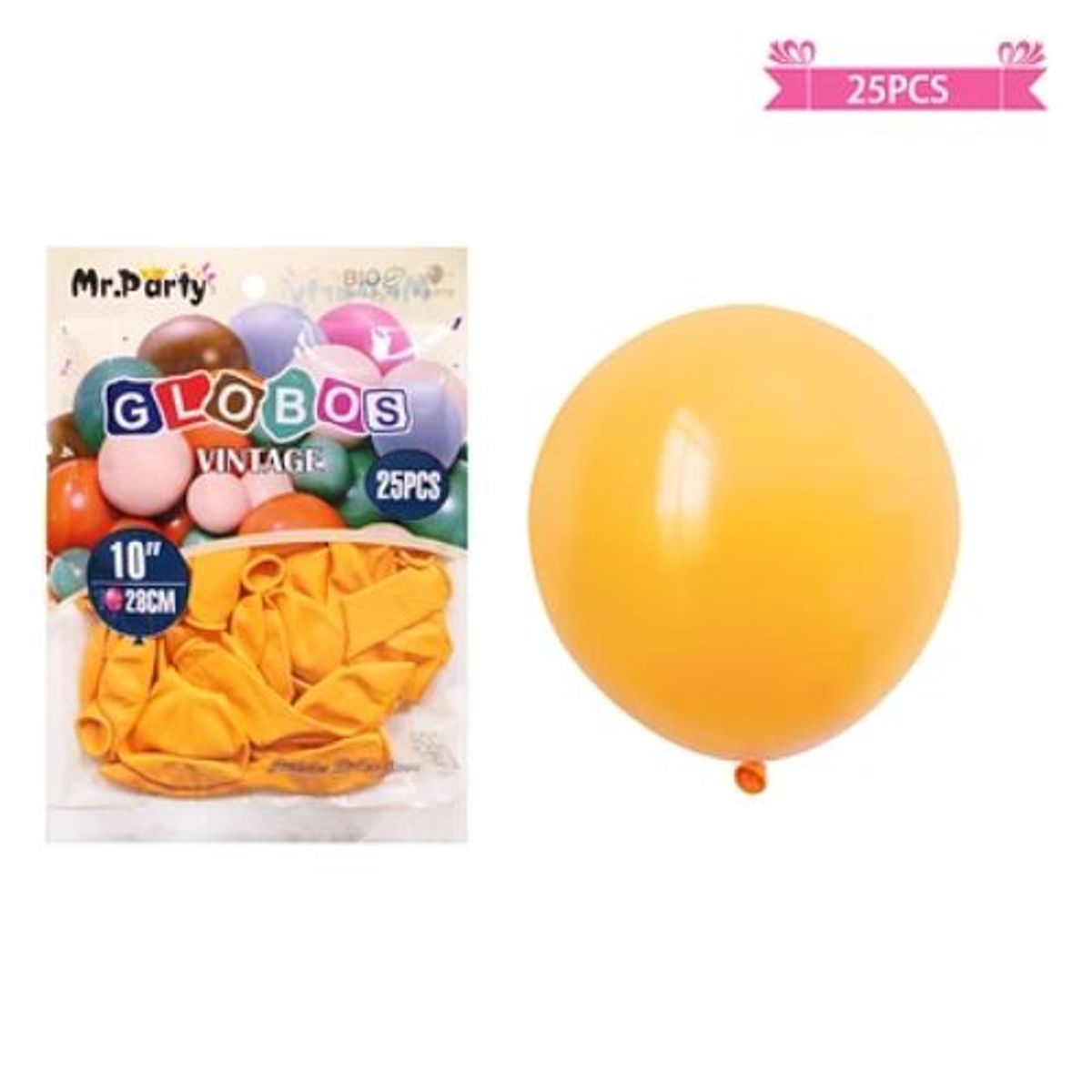 GENERICO - Globos vintage retro de látex amarillo 28cm 25pcs