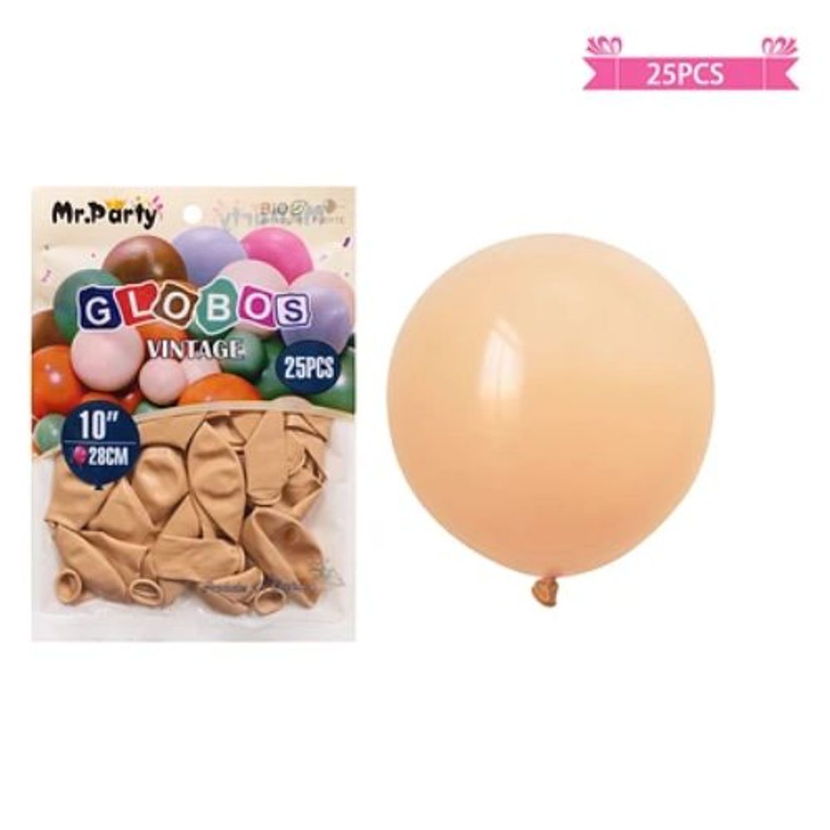 GENERICO - Globos vintage retro de látex beige 28cm 25pcs