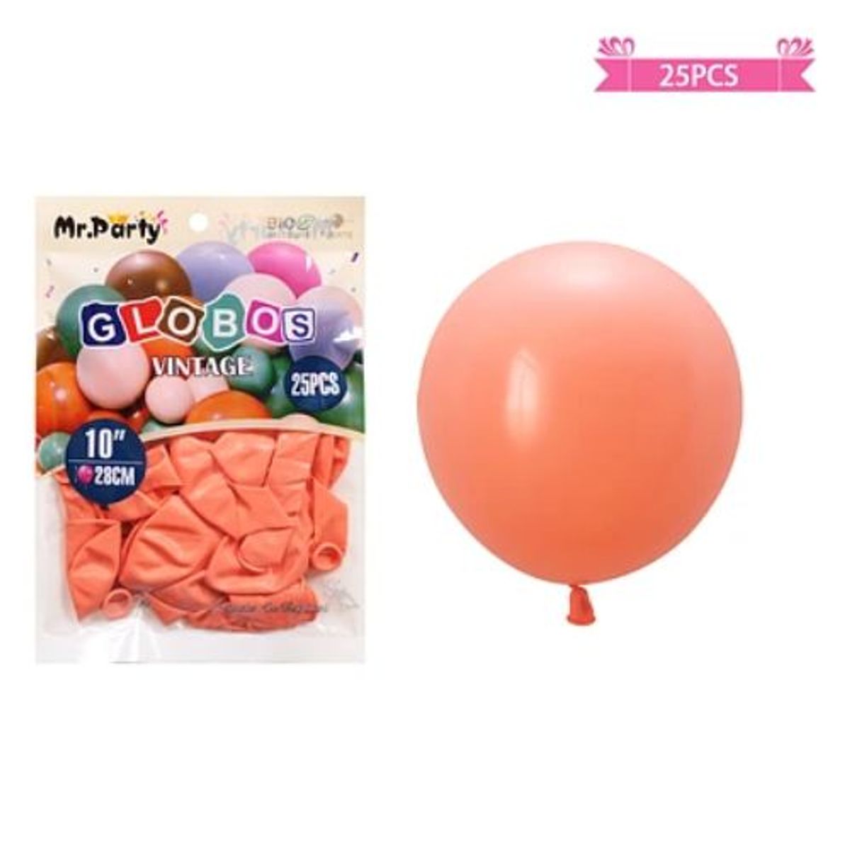 GENERICO - Globos vintage retro de látex color durazno 28cm 25pcs