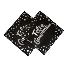 GENERICO - SERVILLETAS FOIL FELIZ CUMPLE 33X33 NEGRAPLATEADA X12UNI