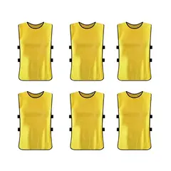 IMPOPLANET - Pack Petos Deportivos Infantiles Unisex Color Amarillo - Entrenamiento Fútbol - Educación Física - 6 Unidades