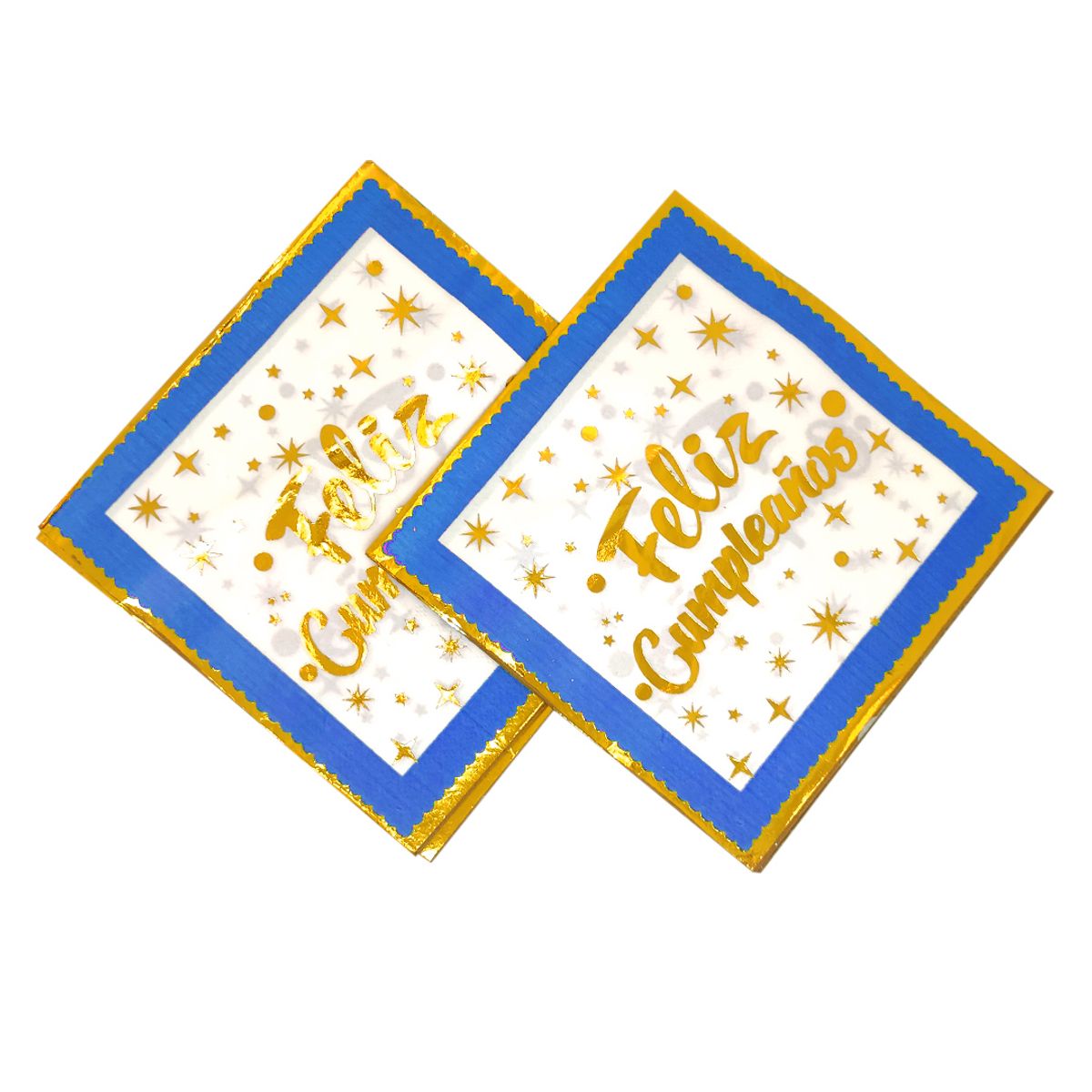 GENERICO - SERVILLETAS FOIL FELIZ CUMPLEAÑOS 33X33 AZUL X12UNI