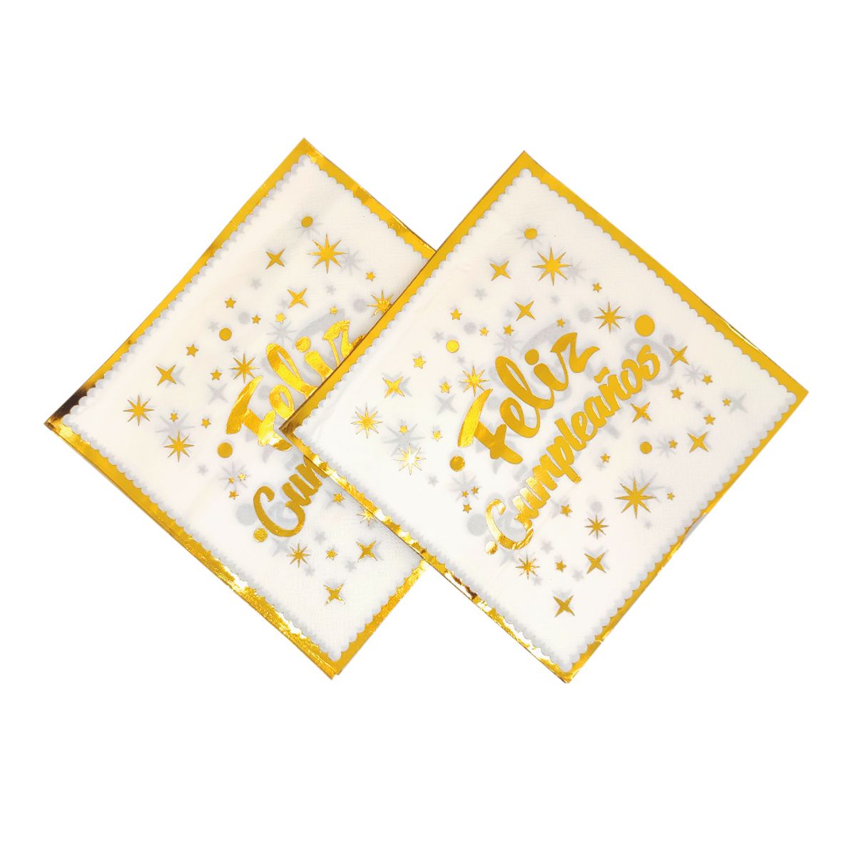 GENERICO - SERVILLETAS FOIL FELIZ CUMPLEAÑOS 33X33 BLANCO X12UNI