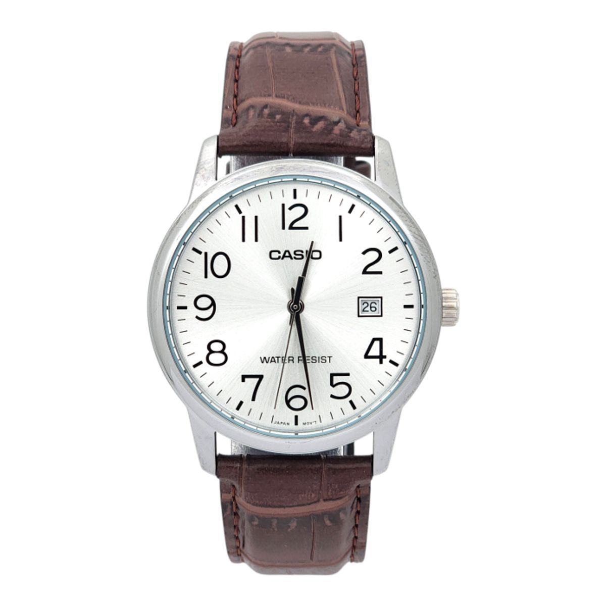 CASIO - Reloj Casio caballero MTP-V002L-7B2 cuero marron fondo blanco