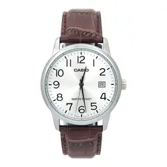CASIO - Reloj caballero MTP-V002L-7B2 cuero marron fondo blanco