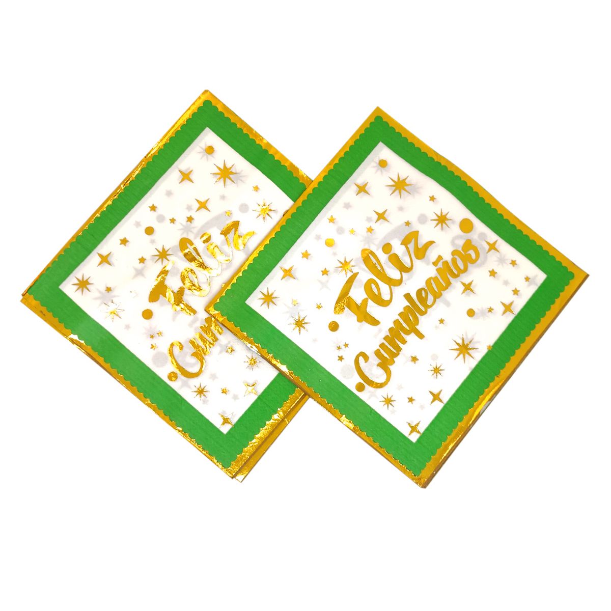 GENERICO - SERVILLETAS FOIL FELIZ CUMPLEAÑOS 33X33 VERDE X12UNI