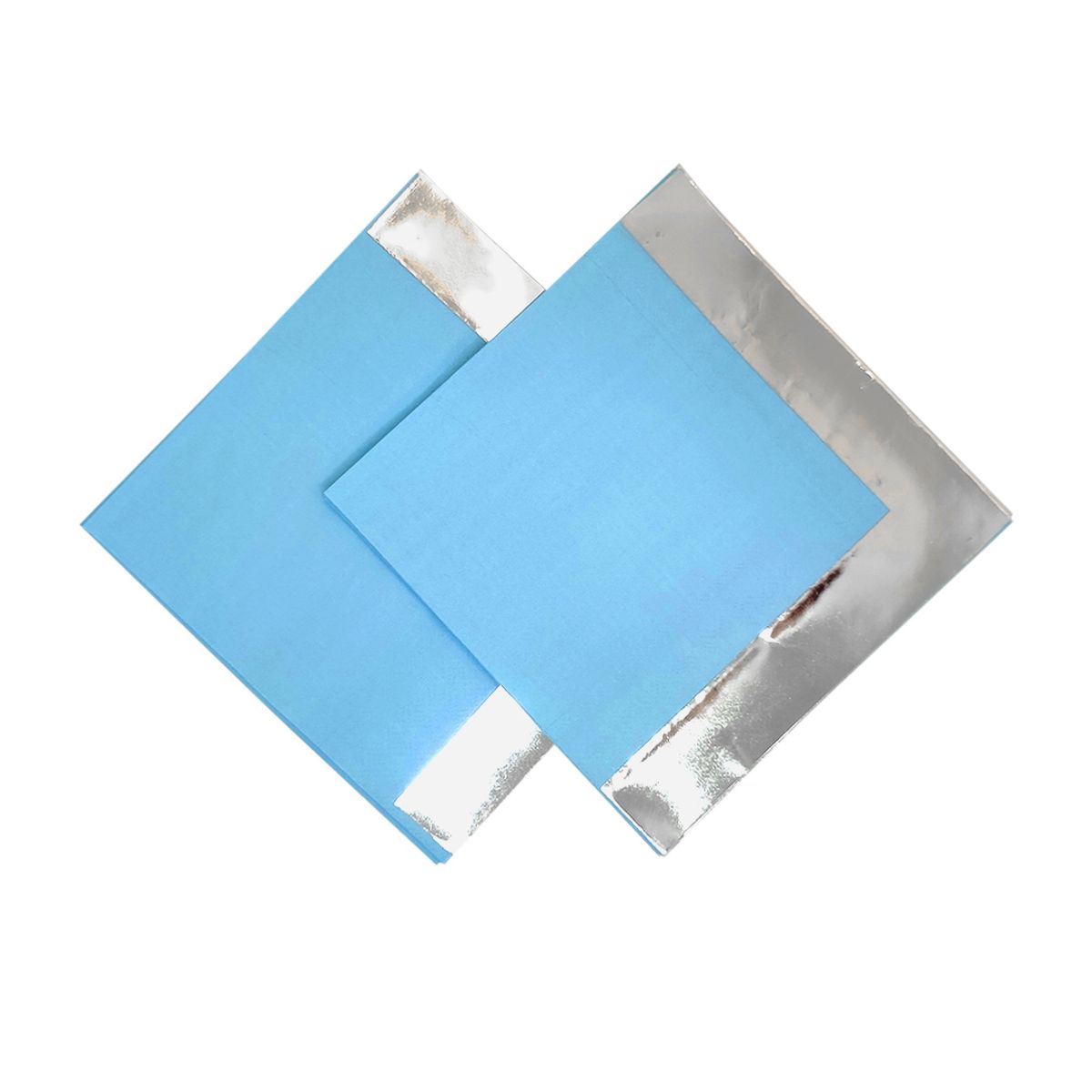 GENERICO - SERVILLETAS FRANJA METALICA 33X33 CELESTE X12UNI