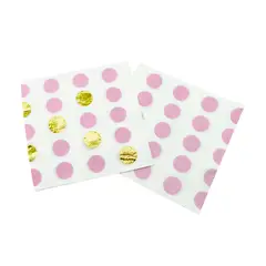 GENERICO - SERVILLETAS POLKA METALIC DORADO 33X33 ROSADO X12 UNI