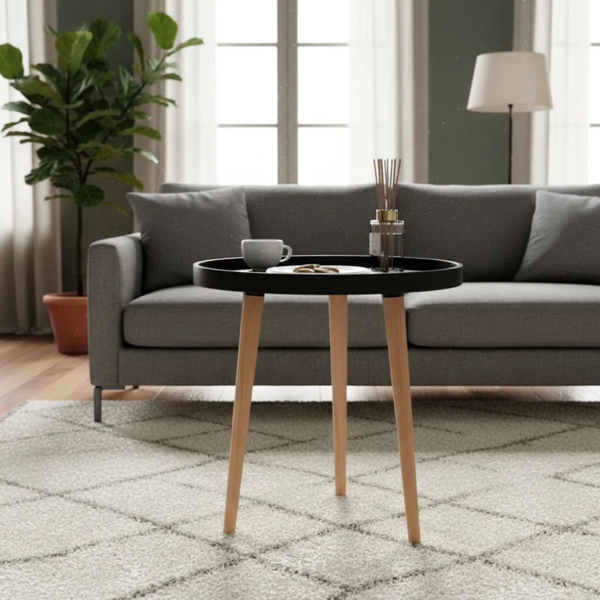 OKAY - Mesa Redonda De Madera Estilo Moderno 40cm