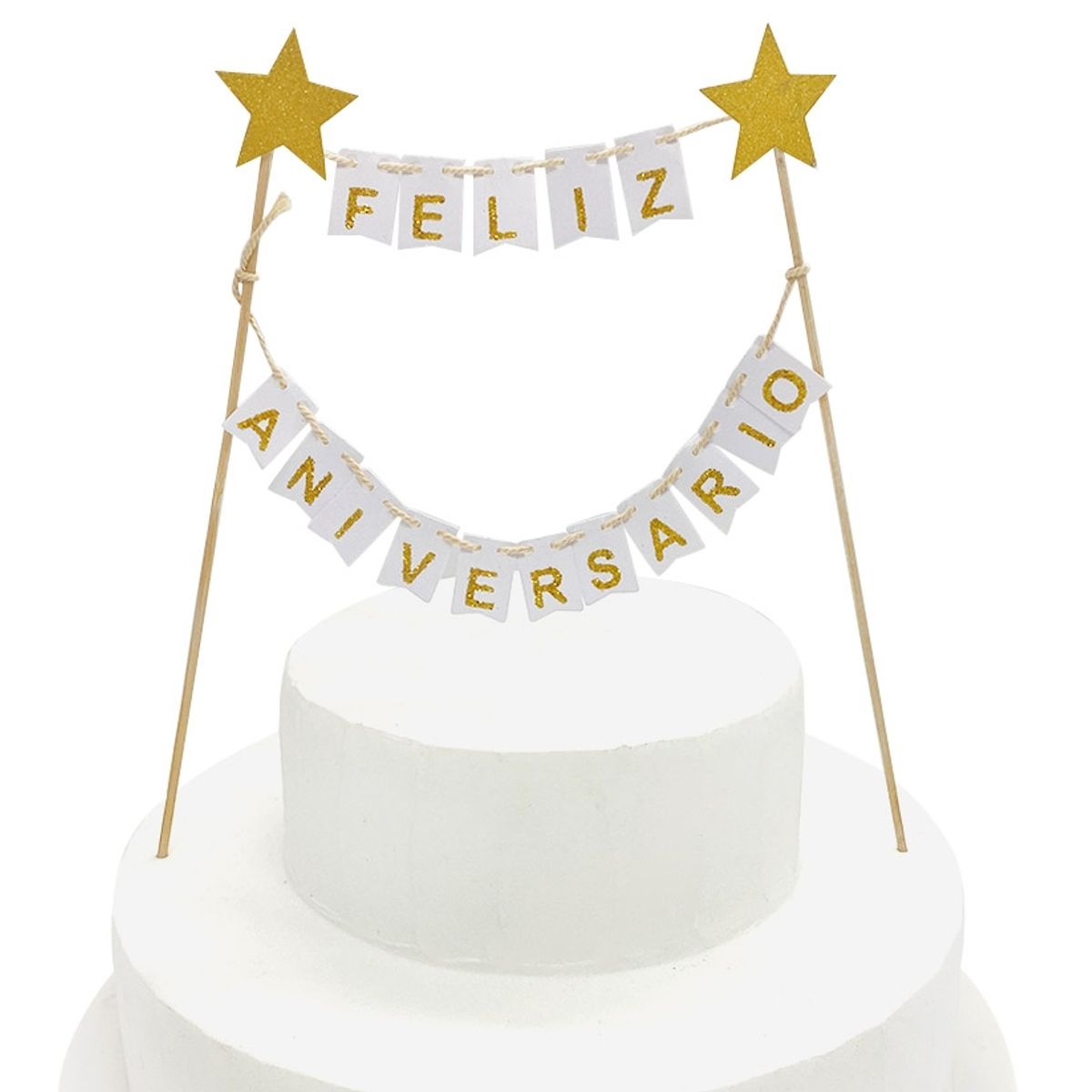 GENERICO - DECO TORTA FA BANDERINES BLANCO X1 UNI