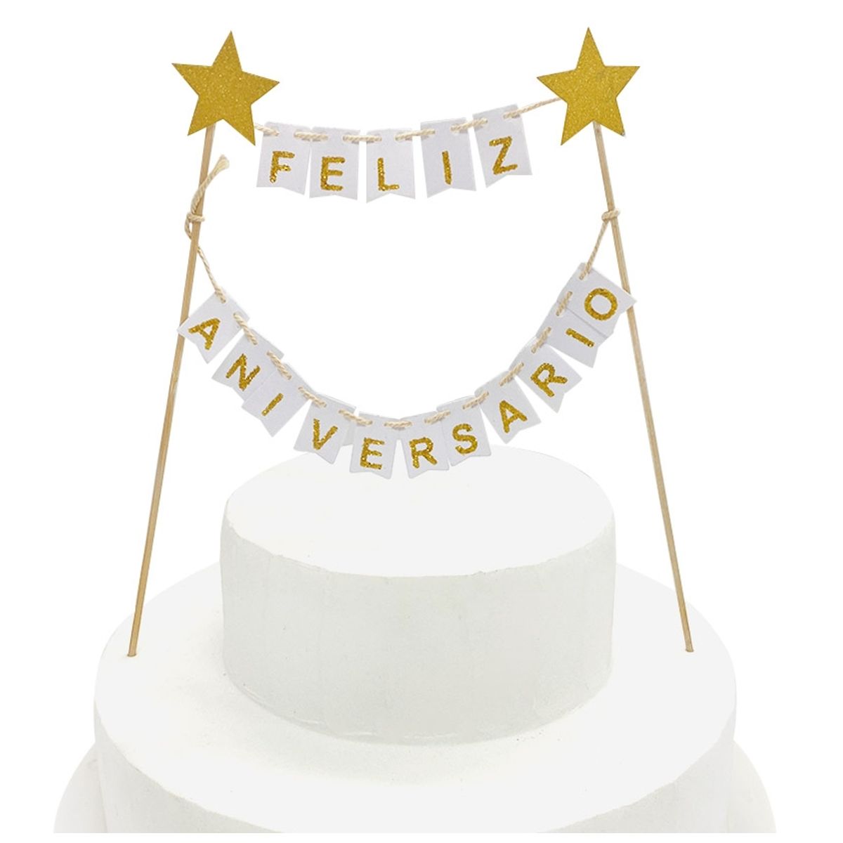 GENERICO - DECO TORTA FA BANDERINES BLANCO X1 UNI
