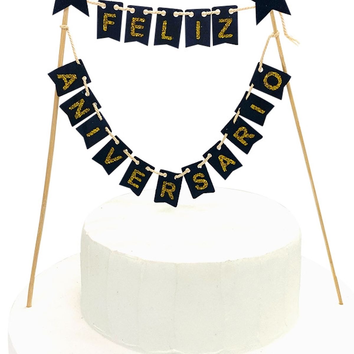 GENERICO - DECO TORTA FA BANDERINES NEGRO X1 UNI