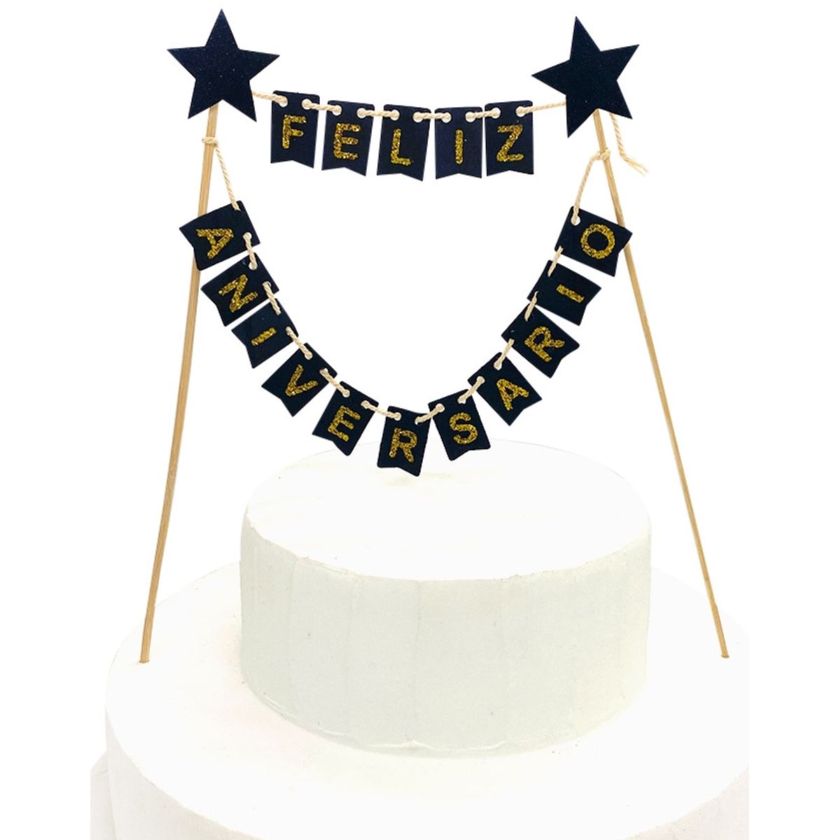 GENERICO - DECO TORTA FA BANDERINES NEGRO X1 UNI
