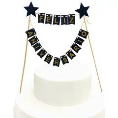 GENERICO - DECO TORTA FA BANDERINES NEGRO X1 UNI