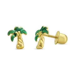 TIANA JOYAS - Aro Palmera con Esmalte Plata 925 con Baño Oro 18k