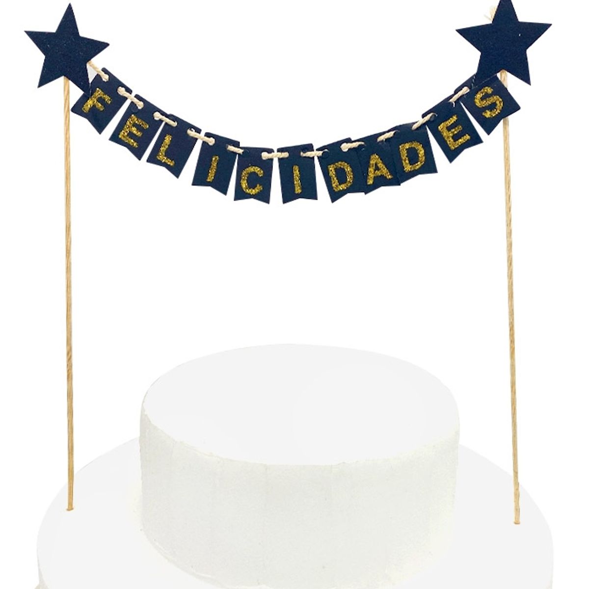 GENERICO - DECO TORTA FELICIDADES BANDERINES NEGRO X1 UNI