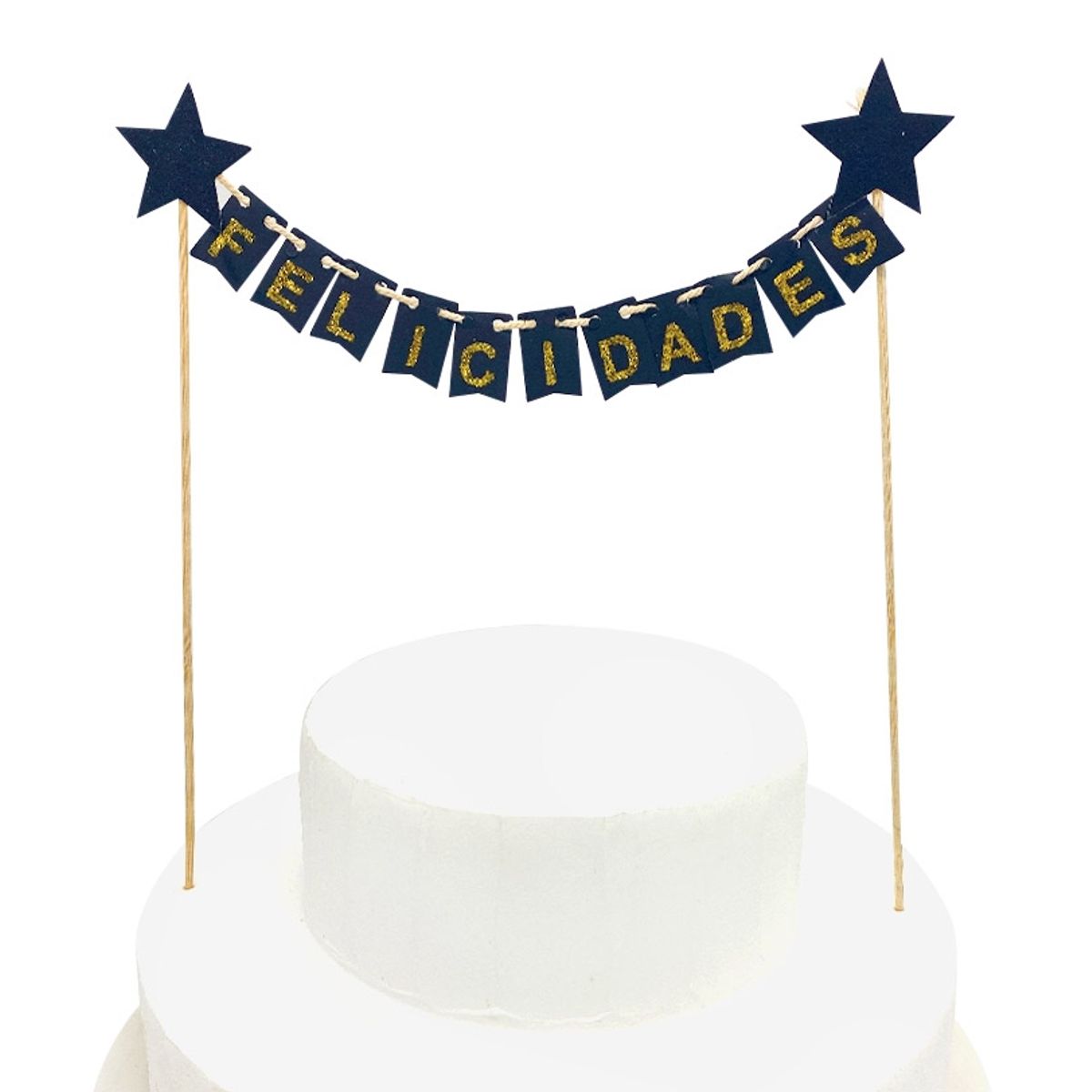 GENERICO - DECO TORTA FELICIDADES BANDERINES NEGRO X1 UNI