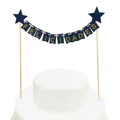 GENERICO - DECO TORTA FELICIDADES BANDERINES NEGRO X1 UNI