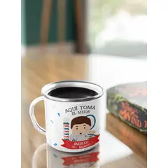 GENERICO - Taza Enlozada Entre Navajas y Café - Arte de Barbero