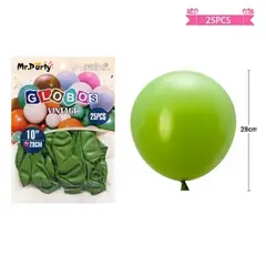 GENERICO - Globos vintage retro de látex verde oliva 28cm 25pcs
