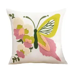 DECORACION CREATIVA - 1 Funda Bordado Mariposa Rosada