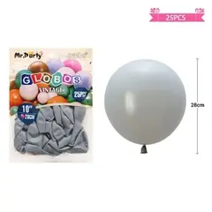GENERICO - Globos vintage retro de látex gris 28cm 25pcs