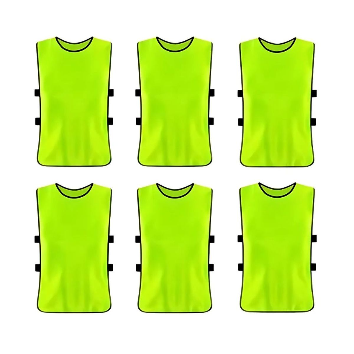 IMPOPLANET - Pack Petos Deportivos Infantiles Unisex - Color Verde Fluor - Entrenamiento Fútbol - Educación Física - 6 Unidades