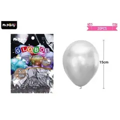 GENERICO - Globos de látex plateado cromados metalizados 15cm 20pcs