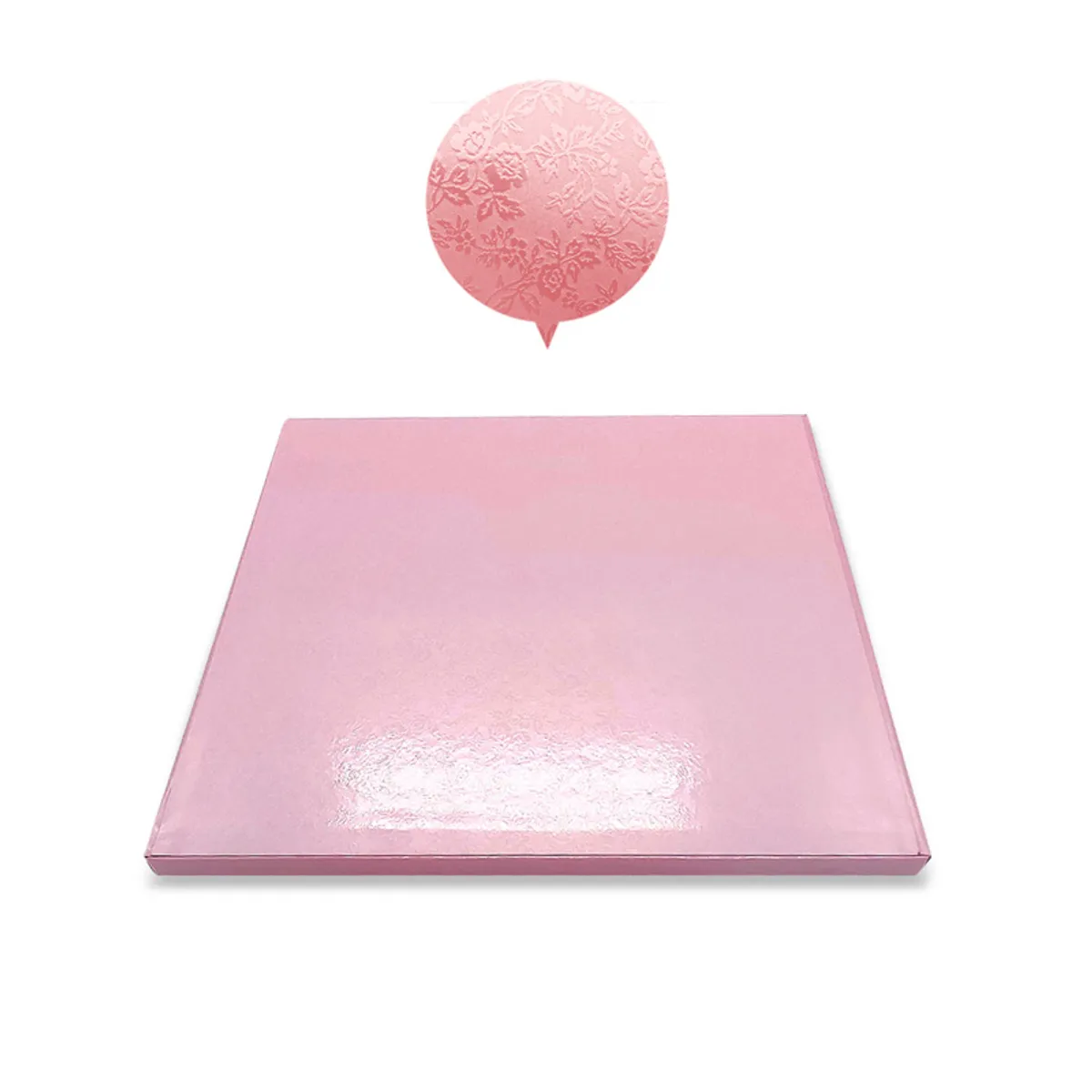 GENERICO - BASE TORTA CUADRADO 30 CM ROSADO X1 UNI